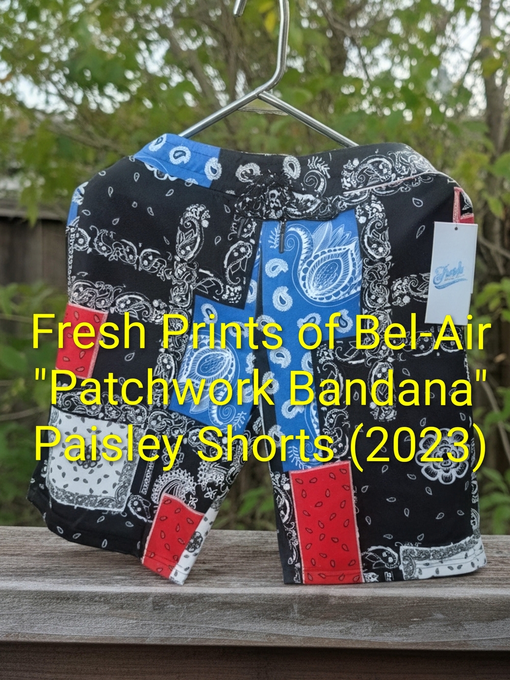 Fresh Prints of Bel-Air "Patchwork Bandana" Paisley Shorts Sz Med NWT